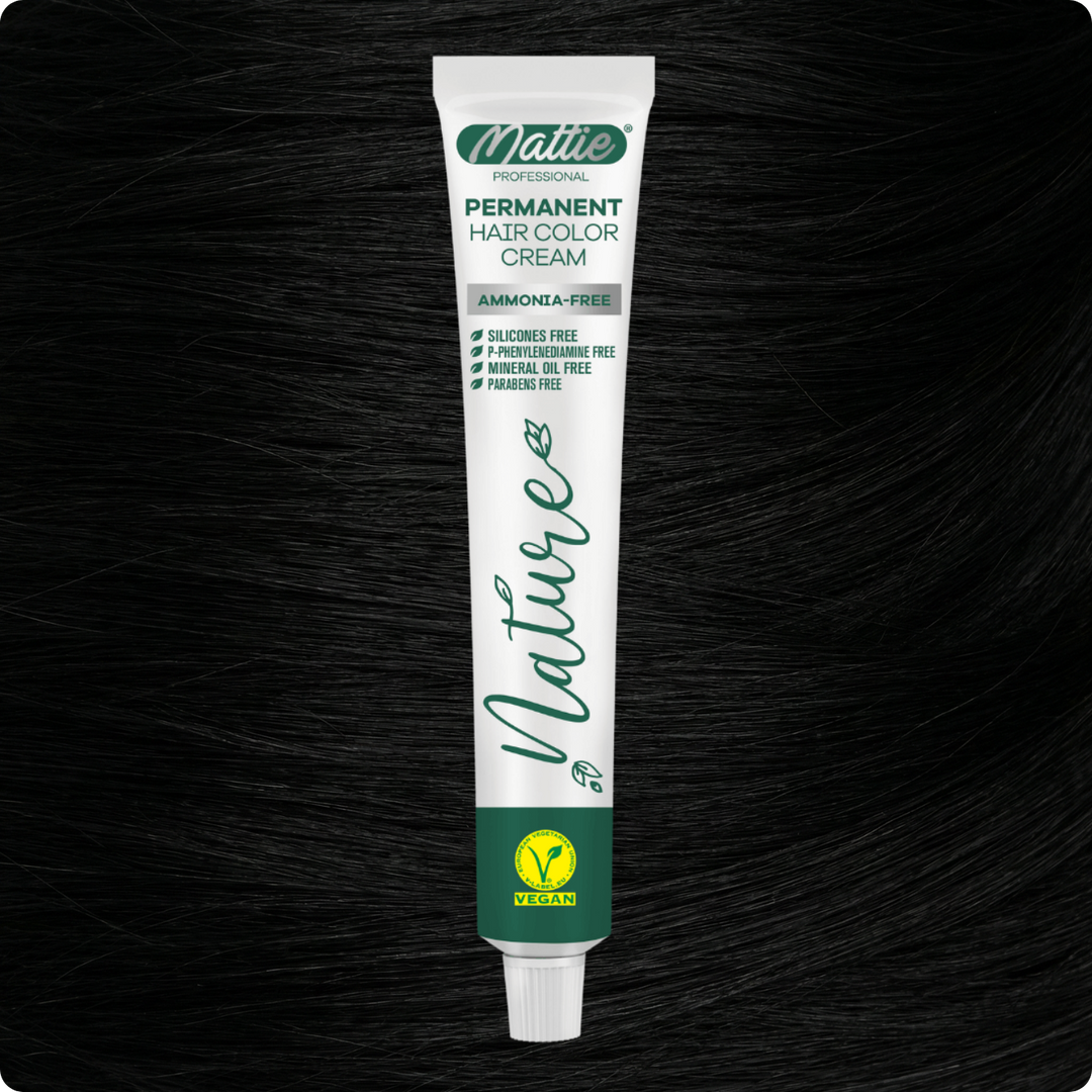 Mattie Professional Nature (1.0) Black - Vegan Permanent Hair Color Cream 60ml